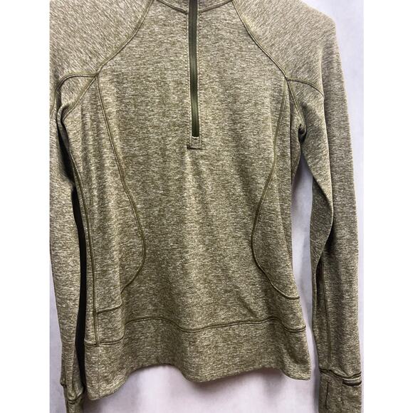 Lululemon Rush Hour 1/2 Zip Sweatshirt with Thumbholes Size 4 Color Olive Green - Picture 4 of 8